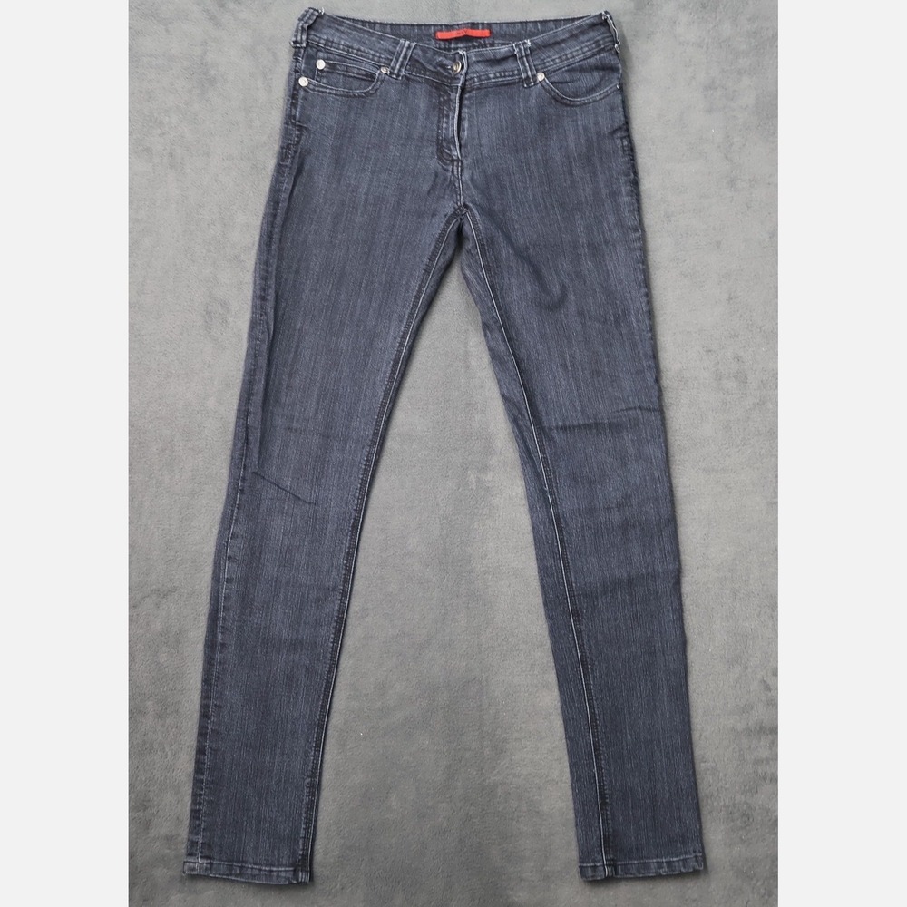 V Womens Skinny Jeans Dark Blue Stretch Denim Mid Rise Size 7 Style 16-008
